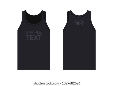 Men's Black tank top. Men's sleeveless tank top in front and back views. isolated on white background