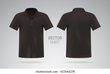 Men's Black Vector Polo Shirt Template. Realistic Mockup.
