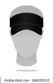 Men's Blank Black Sun Visor Cap Template.Vector File