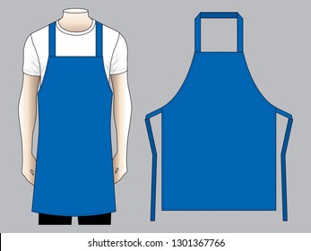 Men's Blank Blue Apron Pattern Template on Gray Background, Vector File.