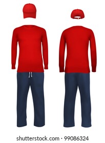 Men's blank sport suit template.