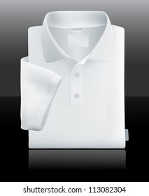 Men's Blank White Folded Shirt Isolated On Black.