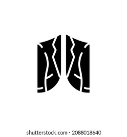 men's blazer icon designed in solid black style and glyph style in fashion and accessories icon category