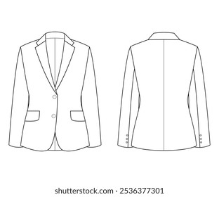 Blazer para hombre ilustración Vector plano diseño dibujo técnico