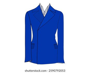 Men's blue tuxedo suit vector on white background. Fashion theme for use in formal occasions such as weddings, business and so on.