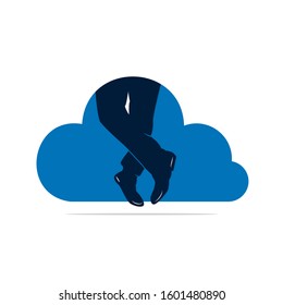 Men`s boot fashion  logo design  a man who stand free. boot logo design vector.