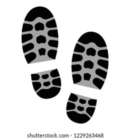 Men's Boot Track, Male Footprint, Black Boot Trace. Vector Illustration.