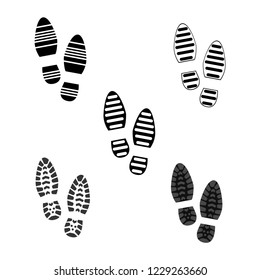 Men's boot track, Male footprint, black boot trace. Vector illustration.