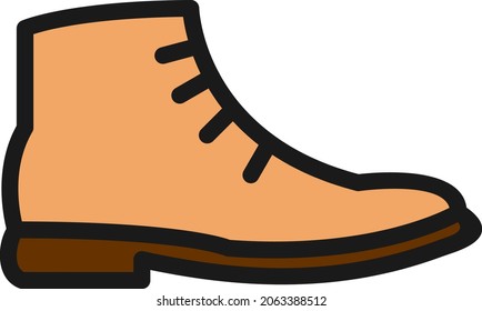 Mens Boots Line Filled Vector Icon Design
