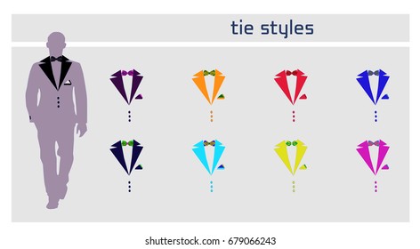 Men's Bow Ties. Silhouette. Vector Illustration.