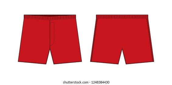 Men's boxers (boxer shorts,trunks) template illustration / red