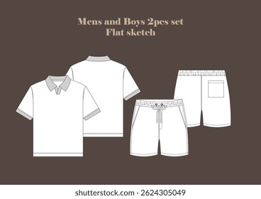 Mens and Boys 2pcs definir ilustrações de esboço plano
