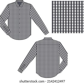 Men's boy's allover plaid  print shirt  vector sketch and seamless rapport 