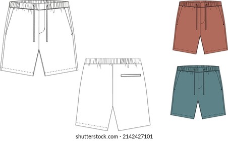 Men's boy's women's casual or swimming summer shorts sketch vector