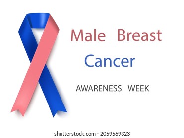 Men's Breast Cancer Awareness Week is held every year on the third week of October. Vector illustration.White background.