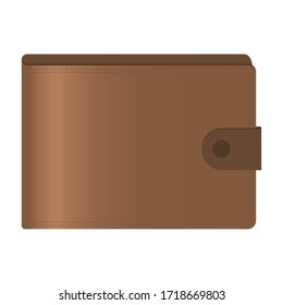 Men's brown wallet with a button closure.Men's accessory.Vector illustration