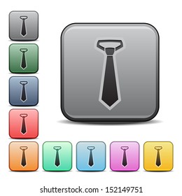 Men's Business Tie Icon Square Vector Icon with Color Variations