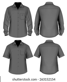 Men's button down shirt long and short sleeved. vector illustration.