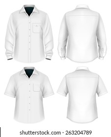 Men's button down shirt long and short sleeved. vector illustration.
