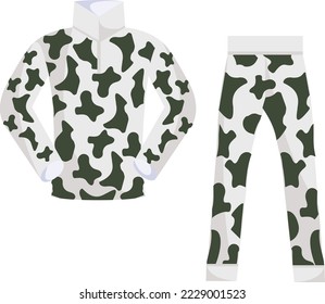 Mens Camouflage Military Tactical uniform vector icon design, Shooting sport symbol, extreme sports Sign, skeet shooting and trapshooting stock illustration, paintball cow print combat suit Concept