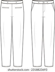 Men's cargo. Flat sketch, front and back views.