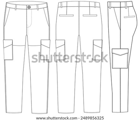 Men's Cargo Pant Cargo Pants technical fashion Illustration template Side views