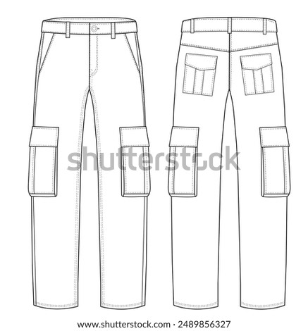 Men's Cargo Pant Cargo Pants technical fashion Illustration template Side views