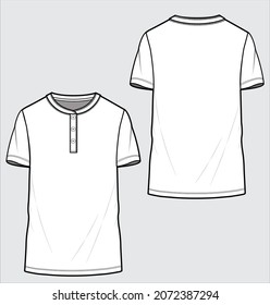 MENS CASUAL SHORT SLEEVES HENLEY PLACKET TEE DESIGNED FOR MEN YOUNG MEN AND TEEN BOYS IN VECTOR ILLUSTRATION