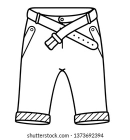 Men's casual shorts. Vector outline icon isolated on white background.
