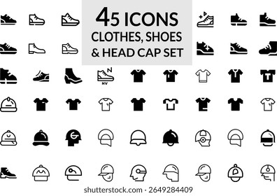 Mens Casual Wear Icons. Clothing and Fashion Line Icons. Editable Stroke. Pixel Perfect. For Mobile and Web. Contains such icons as Clothing, Fashion,  T-Shirt,  Shoe and Head Cap.