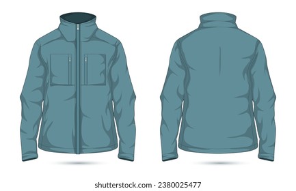 Chaqueta de invierno casual para hombres, chaqueta impermeable, chaqueta exterior. Ilustración del vector