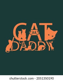 Men's Cat Daddy Shirt Funny Cat Lover Gift Cat Dad Fathers T-Shirt