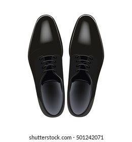 Men's Classic Black Shoes. Vector Top View