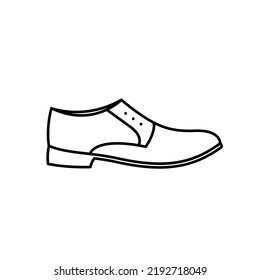 Mens Classic Dress Shoe Outline Vector Icon. EPS. Oxfords Side View Symbol...... Wedding Men Shoes.. Holidays Mens Wear. Illustration On The White.... For App, Web Design, Dev, Ui, Design, Business.