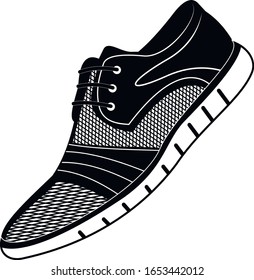 Men's classic leather shoe. Shoes logo. Transparent background. Vector illustration.