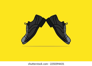 Men's Classic Leather Shoes vector illustration. People fashion object icon concept. Formal Man Shoes. Business footwear vector. Pair Man's Shoes logo design.