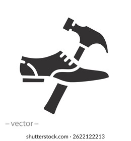 serviço de sapato clássico dos homens, ícone de reparação de sapatos, calçado, ilustração vetor plana