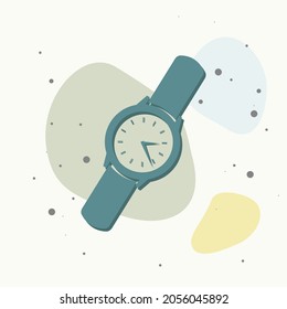 Men's classic wrist watch. Clock icon. Vector Clock Icon on multicolored background. Layers grouped for easy editing illustration. For your design.