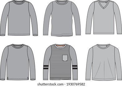 Men's clothes, long sleeve garment t-shirt illustration, Vector.