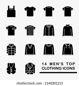 men's clothing for different seasons, icons set. Lines with editable strokes