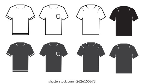 Men's clothing icons in thin line style 