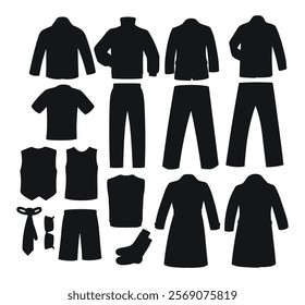 Mens clothing mockups, wardrobe sketch, set