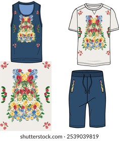 men's clothing set and pattern design. floral pattern and more