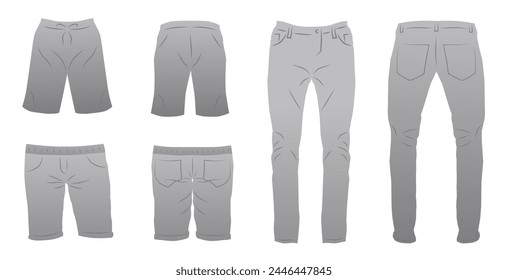 Men's clothing. A set of men's shorts. Pants in vector style. EPS 10.