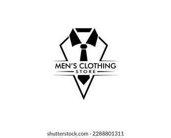 Men's clothing store logo, clothing store on transparent background. Use for clothing shop advertising, window signage, web sites. Clothing store emblem. Monochrome vector illustration