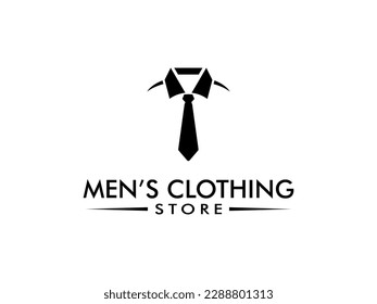 Men's clothing store logo, clothing store on transparent background. Use for clothing shop advertising, window signage, web sites. Clothing store emblem. Monochrome vector illustration