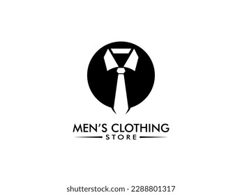 Men's clothing store logo, clothing store on transparent background. Use for clothing shop advertising, window signage, web sites. Clothing store emblem. Monochrome vector illustration