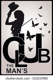 men's club vintage labels with fashion girl