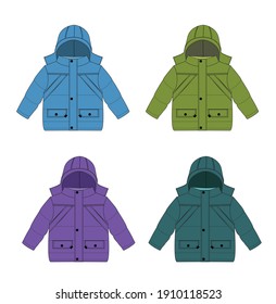 MEN'S COAT TECHNICAL DRAWING AND COLORS