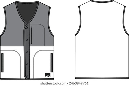 MENS CONTRAST FULL ZIPPER UTILITY VEST